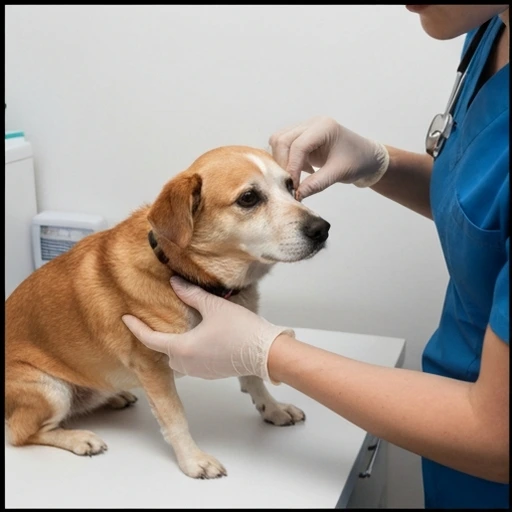 Veterinary professional checking a dog