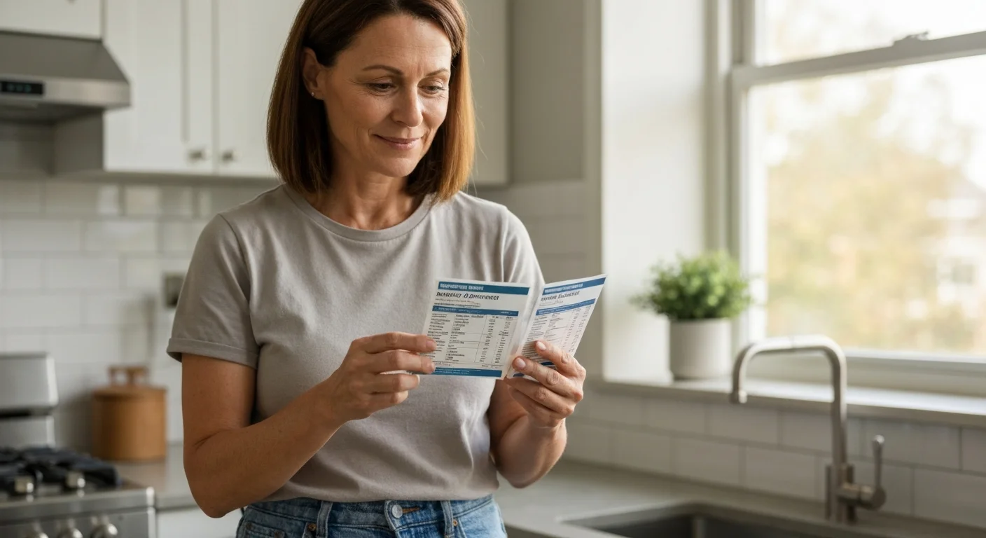 Dog owner comparing joint supplement labels and reading ingredient analysis carefully