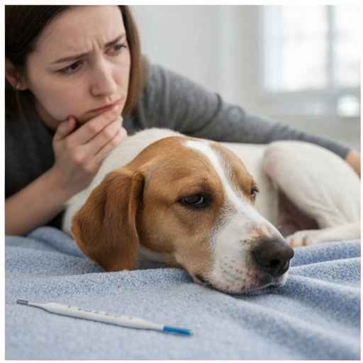 Dog receiving a health checkup